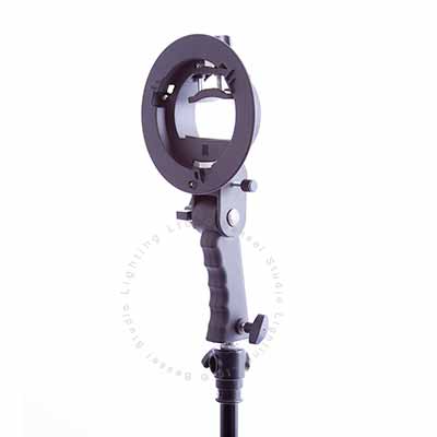 Handheld or stand mountable flashgun bracket for S-Fit modifiers